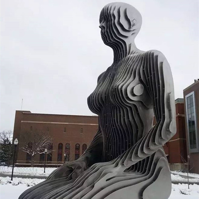 Verdwijn abstracte decoratieve metalen zittende vrouw figuur kunst sculpturen