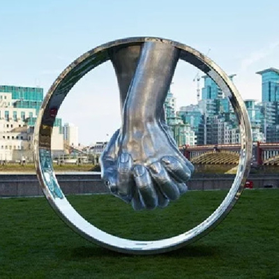 Elk formaat decor moderne metalen standbeelden roestvrijstalen handsculpturen