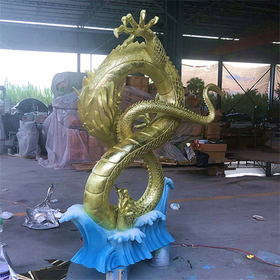 Binnen de Glasvezelstandbeelden Lucky Chinese Dragon Sculptures van de Decordouane