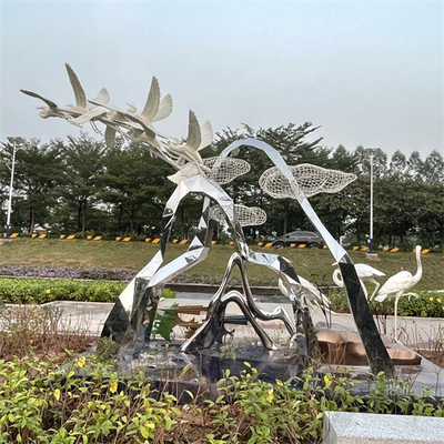 Het het Parkroestvrije staal van het moerasland beeldhouwt Realistisch Crane Egret Metal Sculpture