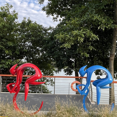 Ritfiets die Openluchttuinbeeldhouwwerken Art Metal Colorful schilderen