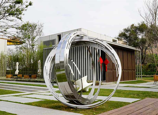 Groot Ring Metal Contemporary Outdoor Sculpture-Roestvrij staal voor Tuin