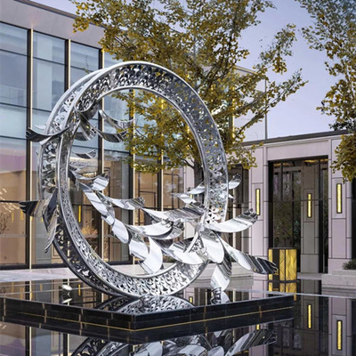 Holle de Tuinstandbeelden van cirkel Decoratieve Art Sculpture Mirror Stainless Steel