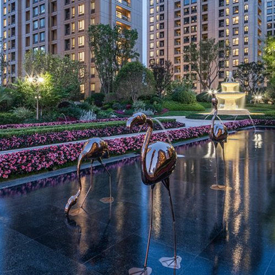 Ontwerp van het de Flamingo het Brons aangepaste Landschap van het roestvrij staalbeeldhouwwerk