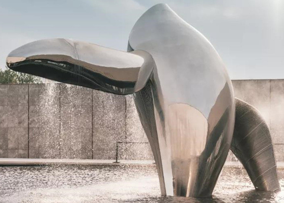 Walvis Weerspiegeld Aangepast het Metaalroestvrij staal van Tuin Dierlijk Beeldhouwwerken