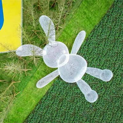 Van het het Konijnbeeldhouwwerk van het glasvezelmetaal Decoratieve Openlucht Vierkante het Gazonornamenten