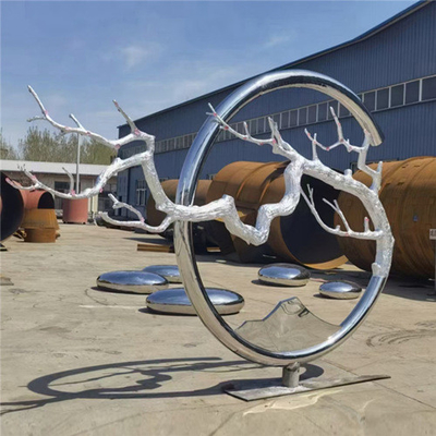 Groot Ring Abstract Metal Tree Sculpture-Roestvrij staal voor Tuinornamenten