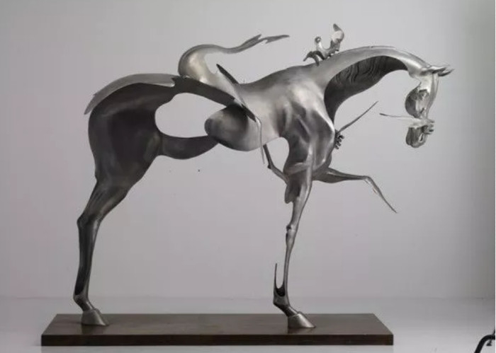 Levensgroot Geborsteld 304/361L-het Decorbeeldhouwwerk van het Roestvrij staalpaard