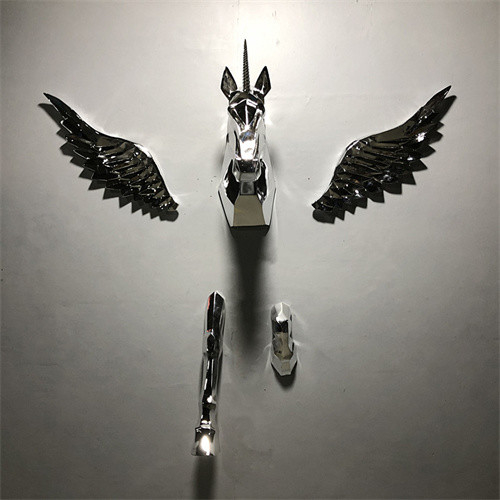 Decoratief Unicorn Wall Sculpture Hanging Pegasus-Paardstandbeeld voor Achtergrond