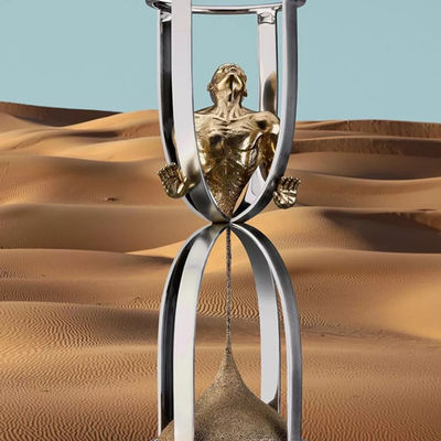 Moderne Decor Metalen Creatieve Zandloper Man Roestvrij Stalen Sculpturen