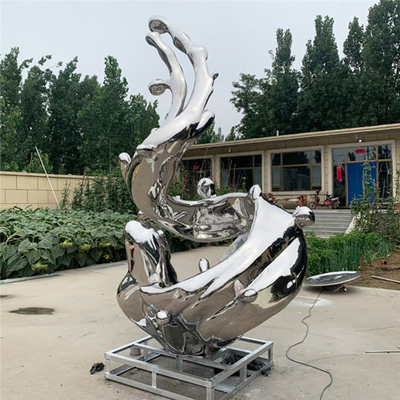 Van het overzeese Abstract Openlucht het Roestvrije staalbeeldhouwwerk Decoratieve 316L Golfmetaal