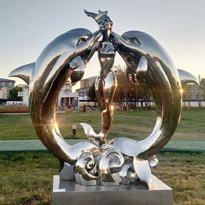 Van de roestvrij staalmeermin en Dolfijn Decoratieve het Gazon Dierlijke Beeldhouwwerken van de Standbeeldtuin